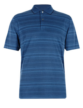 Pure Cotton Soft Touch Striped Polo Shirt with Modal Image 2 of 3
