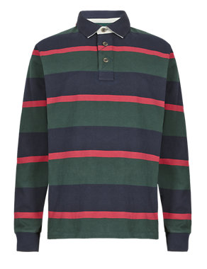 Pure Cotton Soft Touch Striped Rugby Top Image 2 of 3