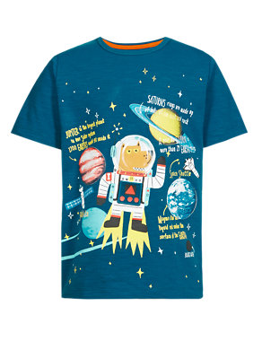 Pure Cotton Space Dog Print Boys T-Shirt (1-7 Years) Image 2 of 4
