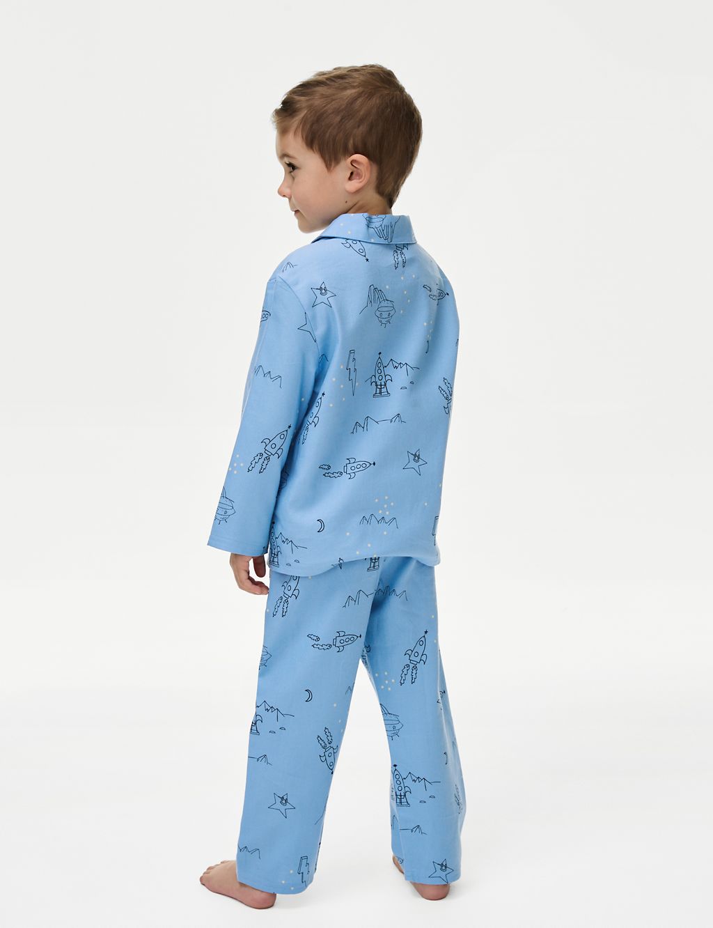 Pure Cotton Space Print Pyjamas (1-8 Yrs) 2 of 4