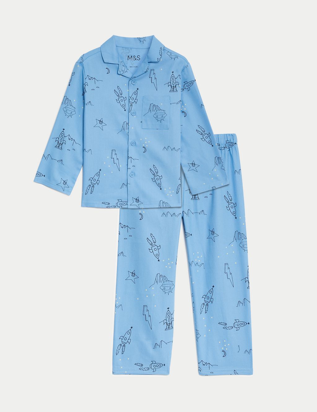 Pure Cotton Space Print Pyjamas (1-8 Yrs) 1 of 4