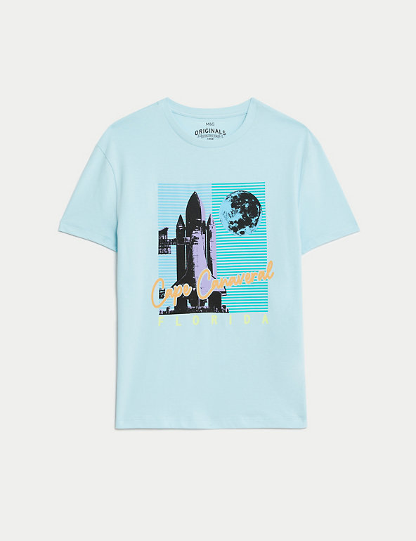 Pure Cotton Space Shuttle Graphic T-Shirt (6-16 Yrs) Image 1 of 2