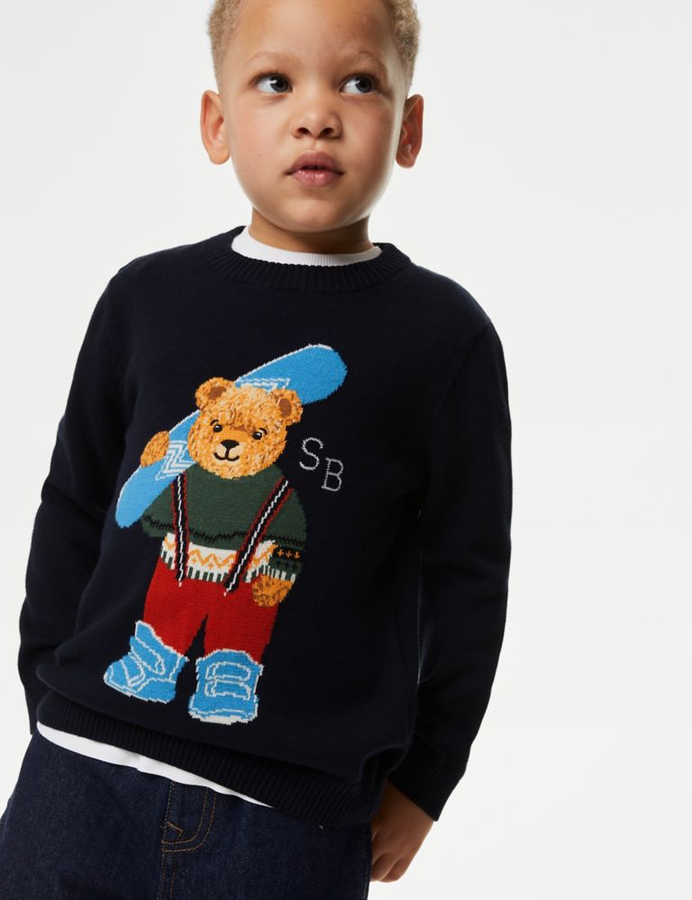 teddy bear motif knitted jumper