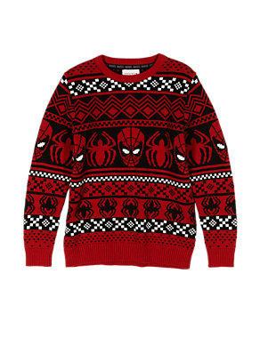 Pure Cotton Spider-Man™ Christmas Jumper (5- 14 Years) Image 2 of 3