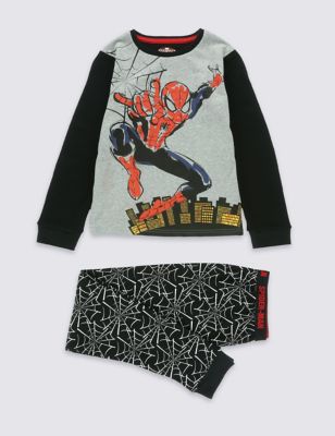 Pure Cotton Spider-Man™ Long Sleeve Pyjamas (6-16 Years) Image 1 of 2