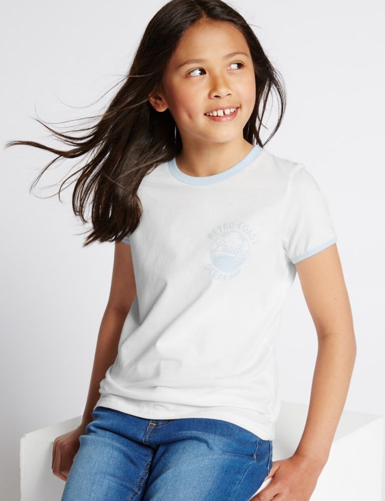 Pure Cotton Sporty T-Shirt (5-14 Years) 1 of 5