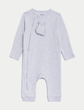 Pure Cotton Spot Bear Sleepsuit (6½lbs-3 Yrs) Image 2 of 5