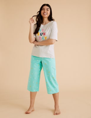 Cotton cropped pyjama bottoms new arrivals