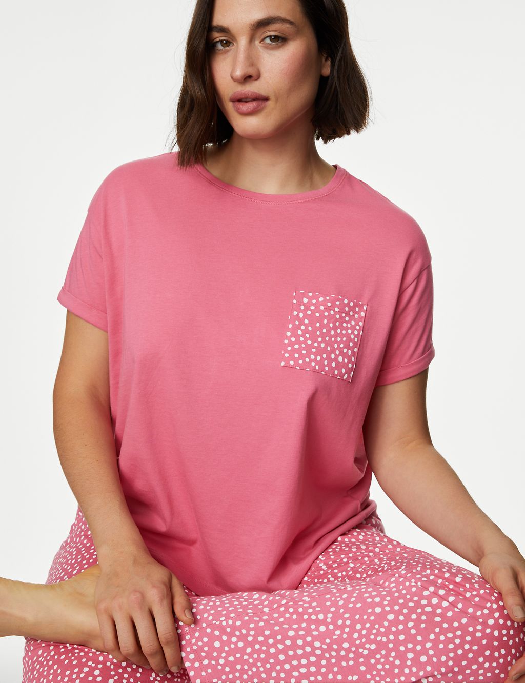 Pure Cotton Spot Print Pyjama Set 2 of 7