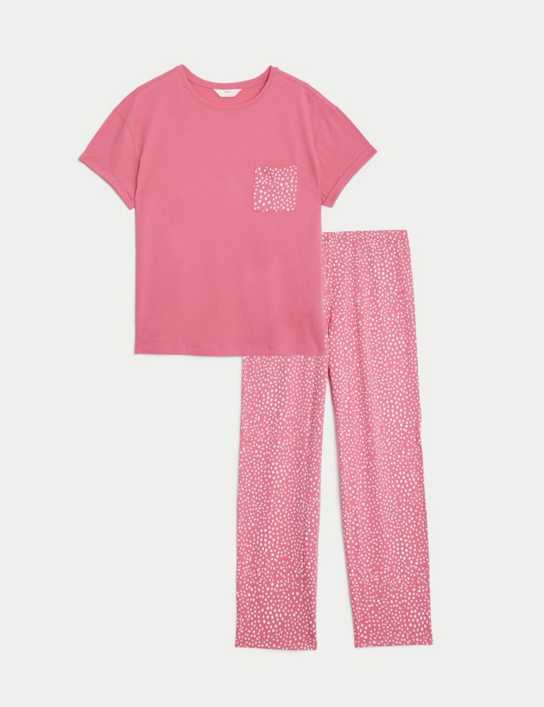 Pure Cotton Spot Print Pyjama Set 3 of 7