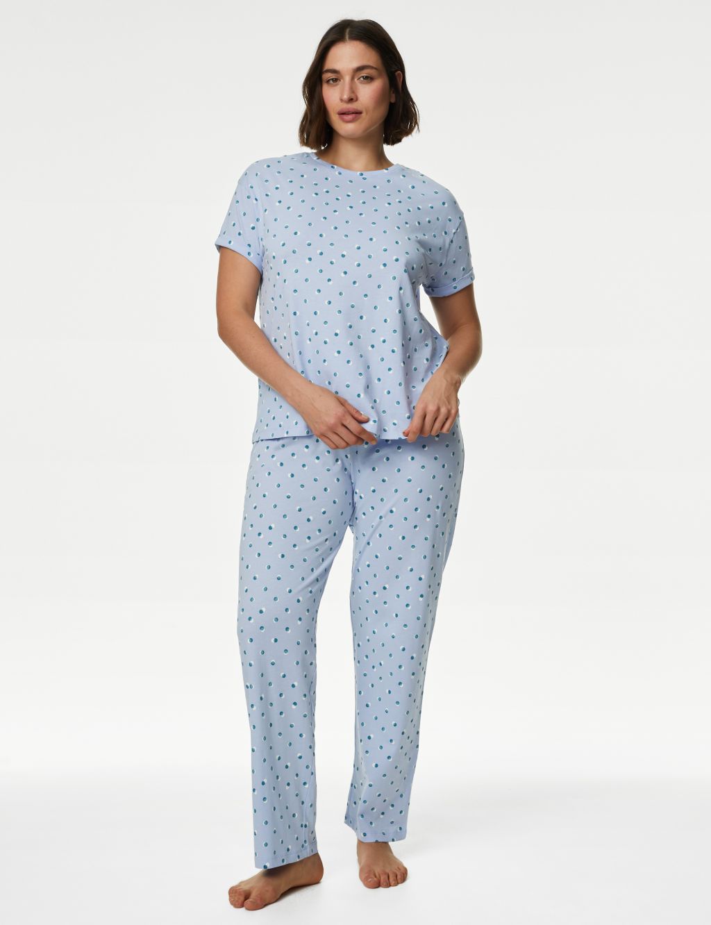 Buy Pure Cotton Spot Print Pyjama Set | M&S Collection | M&S