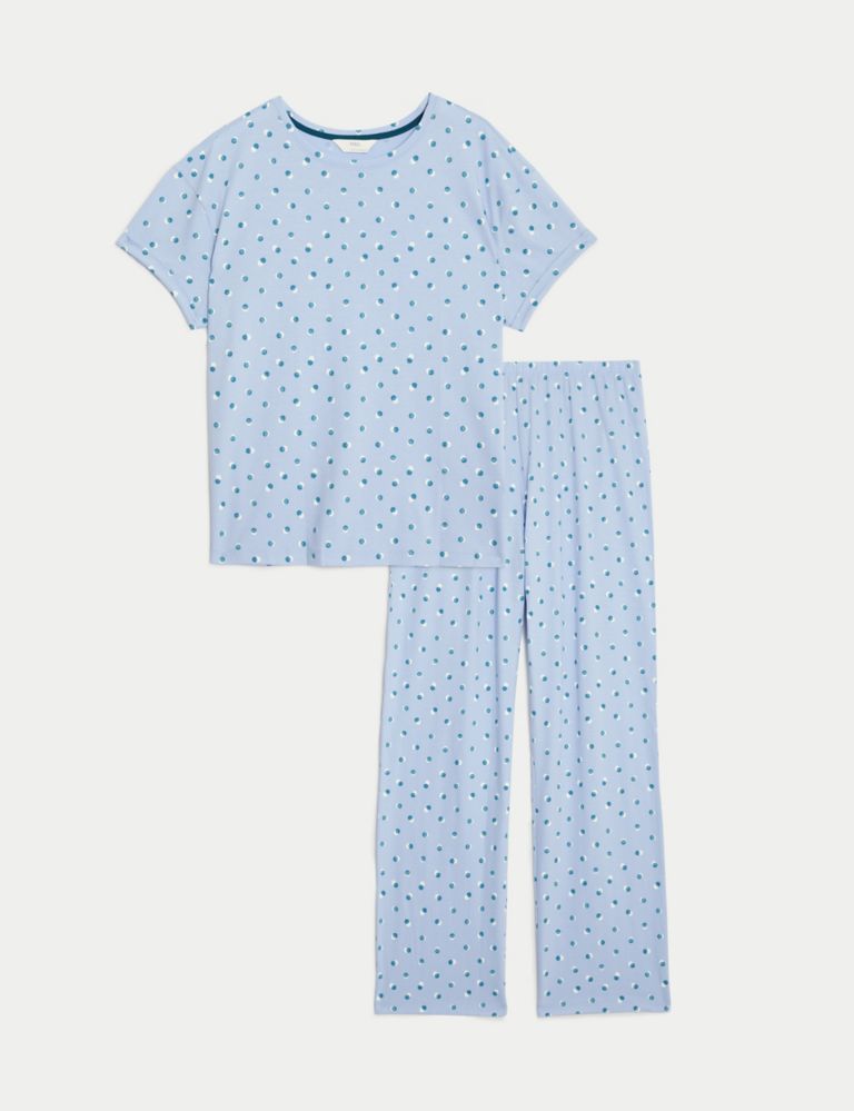 Pure Cotton Spot Print Pyjama Set 3 of 7