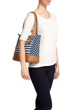 Pure Cotton Spotted & Striped Shopper Bag Image 2 of 6