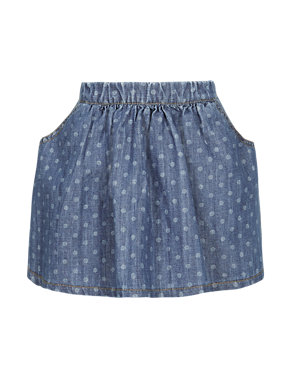 Pure Cotton Spotted Denim Skirt (1-7 Years) Image 2 of 3