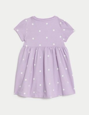 Pure Cotton Spotted Dress (0-3 Yrs) Image 2 of 3