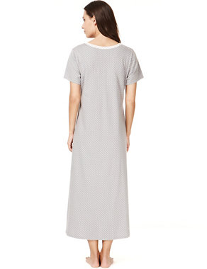 Pure Cotton Spotted Long Nightdress with Cool Comfort™ Technology Image 2 of 3