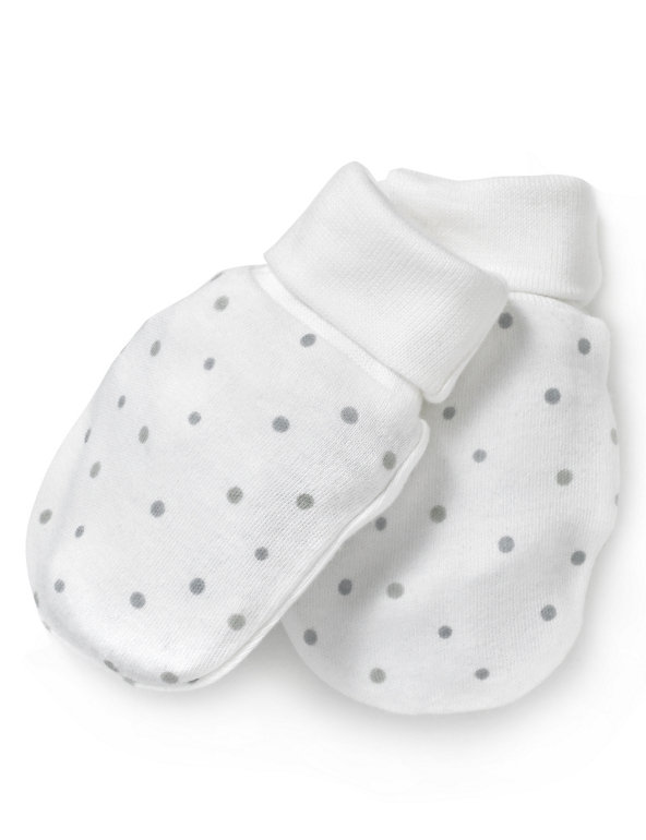 Pure Cotton Spotted Mittens Image 1 of 1