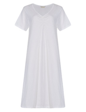 Pure Cotton Spotted Nightdress with Cool Comfort™ Technology Image 2 of 3