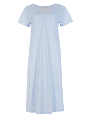 Pure Cotton Spotted Nightdress with Cool Comfort™ Technology Image 2 of 3