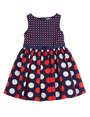 Pure Cotton Spotted Prom Dress (1-7 Years) Image 2 of 3