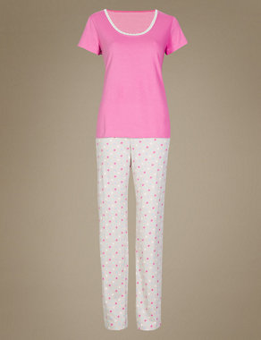 Pure Cotton Spotted Pyjamas Image 2 of 4