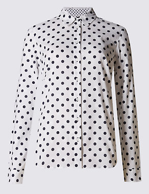 Pure Cotton Spotted Shirt Image 2 of 4