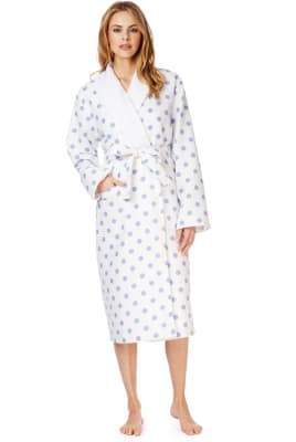 Pure Cotton Spotted Waffle Dressing Gown M&S Collection M&S