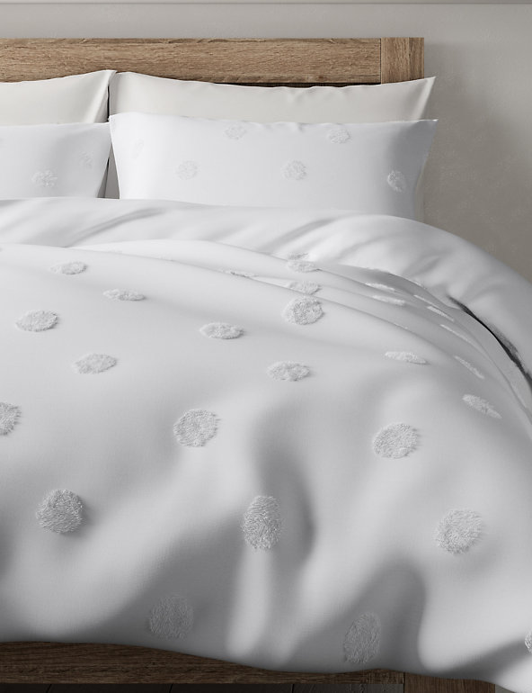 Pure Cotton Spotty Textured Bedding Set, Solid White Textured Duvet Cover