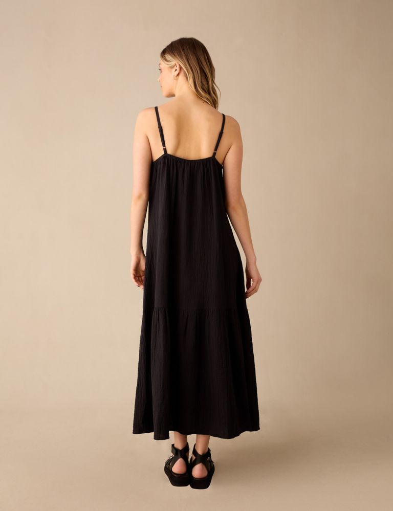 Pure Cotton Square Neck Maxi Tiered Dress 5 of 7