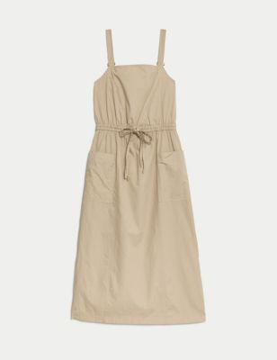 Pure Cotton Square Neck Relaxed Midi Slip Dress Image 2 of 5
