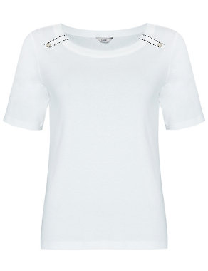 Pure Cotton Stab Stitched Top with Stay New™ Image 2 of 6