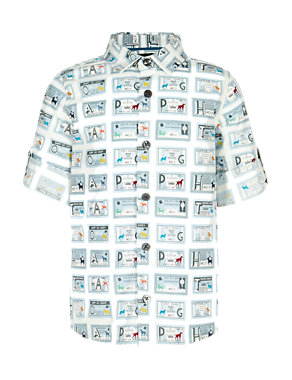 Pure Cotton Stamp Print Shirt (1-7 Years) Image 2 of 4