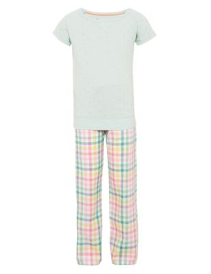 Pure Cotton Star & Checked Pyjamas Image 2 of 4