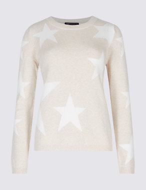 Pure Cotton Star Print Round Neck Jumper Image 2 of 4