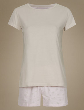 Pure Cotton Star Print Short Pyjamas Image 2 of 4
