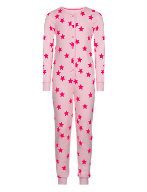 Pure Cotton Star Print Soft & Cosy Onesie (6-16 Years) Image 2 of 3