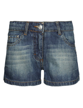 Pure Cotton Star Studded Denim Shorts Image 2 of 4