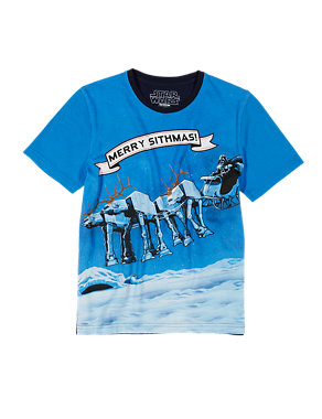 Pure Cotton Star Wars™ Darth Sleigh T-Shirt (5-14 Years) Image 2 of 3