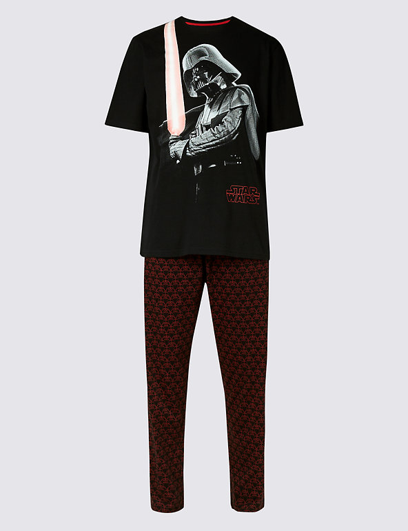 New M&S Black Mix Pure Cotton Star Wars Pyjama Top Sz XX Large 