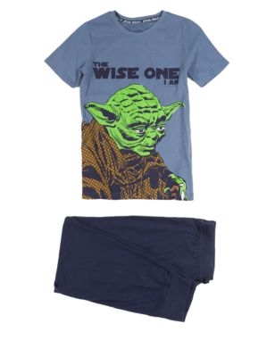 Pure Cotton Star Wars™ Yoda Wise One Stay Soft Pyjamas (3-14 Years) Image 2 of 4