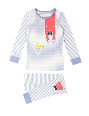 Pure Cotton Stay Soft Appliqué Cat & Mouse Pyjamas (1-8 Years) Image 2 of 4