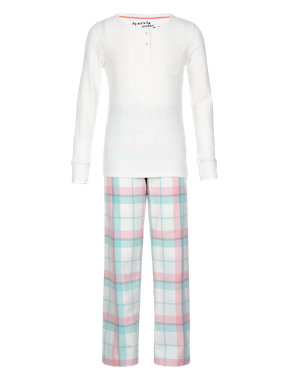 Pure Cotton Stay Soft Checked Pyjamas (5-14 Years) Image 2 of 5