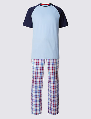 Pure Cotton Stay Soft Checked Pyjamas Image 2 of 5