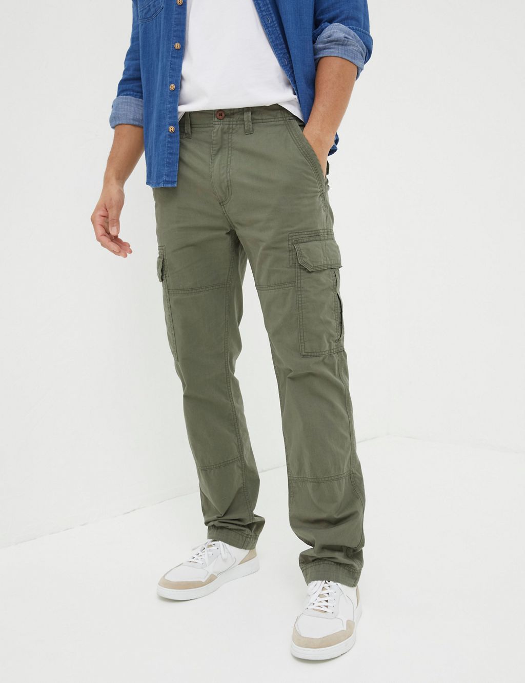Pure Cotton Straight Fit Cargo Trousers 2 of 5