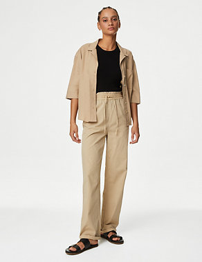Pure Cotton Straight Leg Ankle Grazer Trousers Image 2 of 4