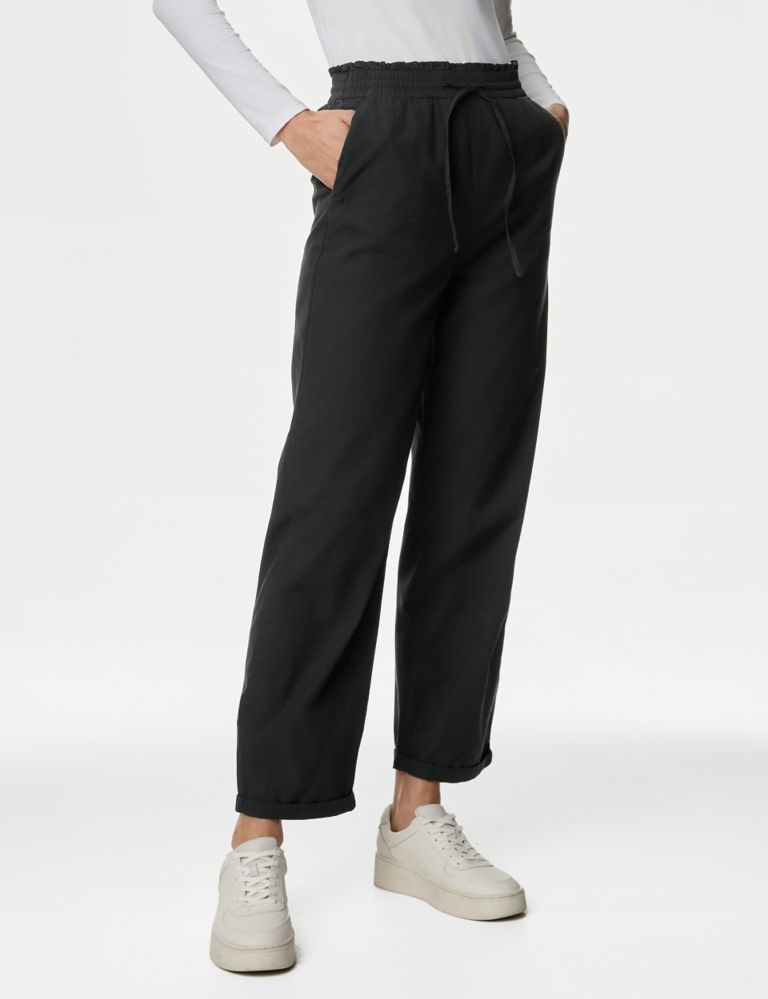 Pure Cotton Straight Leg Ankle Grazer Trousers 4 of 5