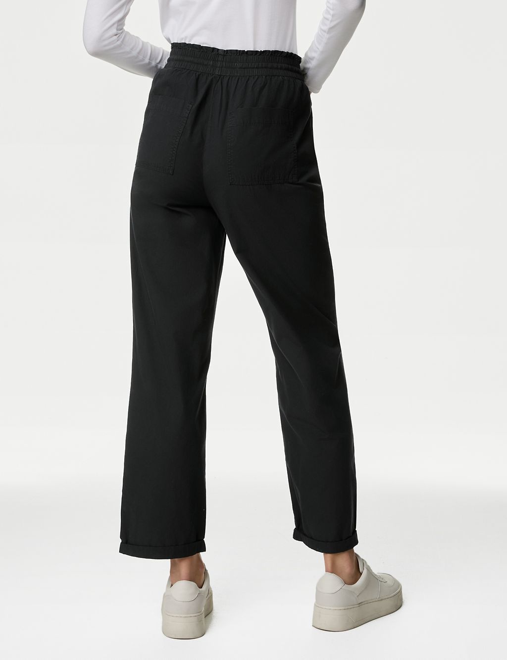 Pure Cotton Straight Leg Ankle Grazer Trousers 5 of 5