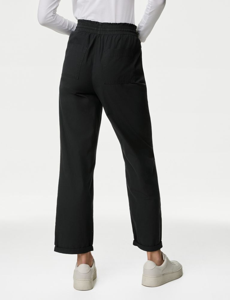 Pure Cotton Straight Leg Ankle Grazer Trousers | M&S Collection | M&S