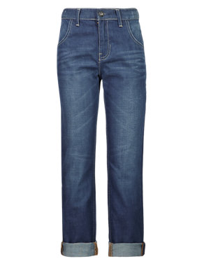 Pure Cotton Straight Leg Coated Denim Jeans Image 2 of 3