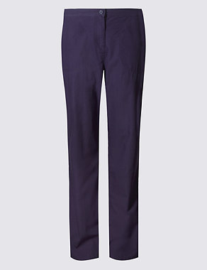 Pure Cotton Straight Leg Trousers Image 2 of 6